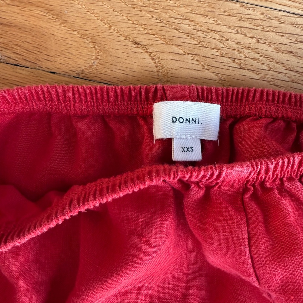 DONNI. x Revolve Linen Stripe Racer Pant in Bell Pepper NWOT XXS - Picture 5 of 5